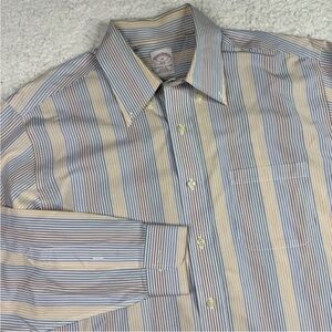 BROOKS‎ BROTHERS 346 Shirt Medium Multicolor Striped Colorblock Pocket